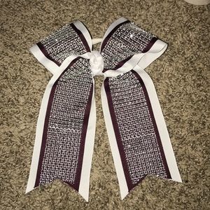 Marroon and White sparkle Bow